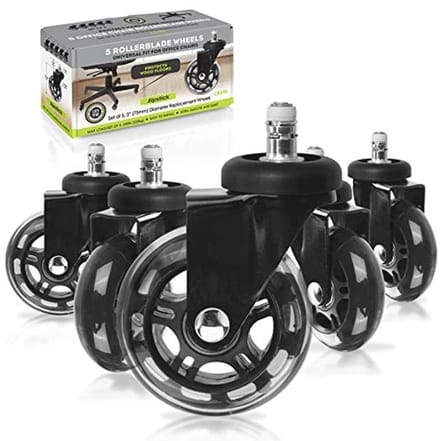 Vloerbescherming voor Bureaustoel Wielen - Set van 5 Rubber Wielen van 76 mm