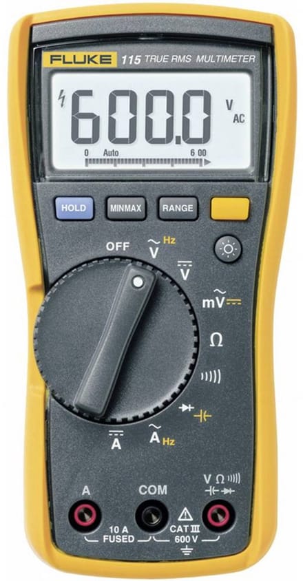 Fluke 115 Multimeter Kalibratie (ISO) Digitaal ISO gekalibreerd CAT III 600 V Weergave (counts): 6000