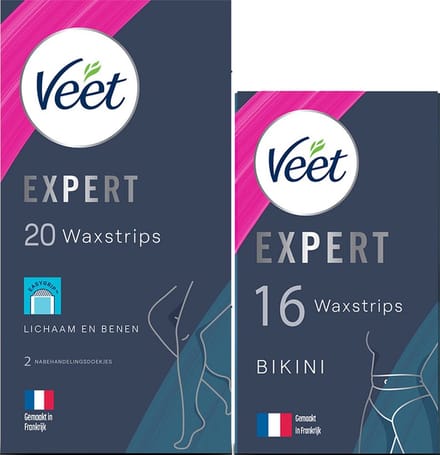 Veet - Expert - Gevoelige huid - Ontharingsstrips Bikini 16st - Ontharingsstrips Benen (Sensitive) 20st