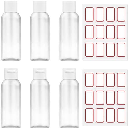 Dailygoods- Reisflessen Set van 6 - 80 ml Plastic - Transparante Fles voor