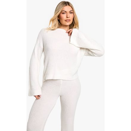 boohoo Dames Open Rug Boucle Trui | Cream | Maat: Medium