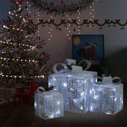 vidaXL - Kerstdecoratie - geschenkdozen - 3 - st - binnen/buiten - wit