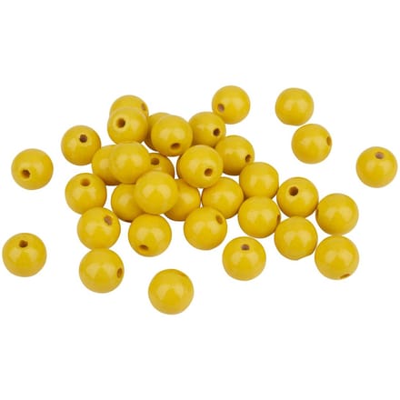 Houten kralen, Ø 12 mm, 30 stuks - Geel