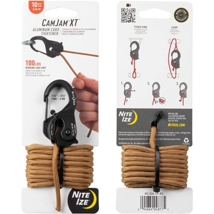 Nite Ize CamJam XT Aluminium Koord Opspanner met Coyote Paracord van 3 meter