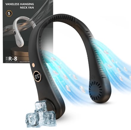 Nekventilator met Display - Nek Ventilator - Nekventilator met Koeling - Neck Fan - Draagbare Nek Ventilator - Gezichtsventilator - Hals Ventilator - Nek Fan - Hoofd Ventilator - Nek Airco - Nek Ventilator Oplaadbaar USB