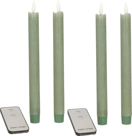 Anna's Collection LED dinerkaarsen - 4x - jade groen - 23 cm - met afstandsbediening