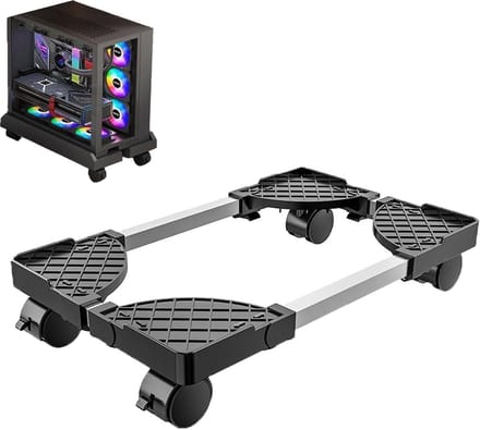 Computer bureau standaard voor PC-toren, mobiele CPU-standaard en CPU-kar onder gamer bureau, zwart en stevig.