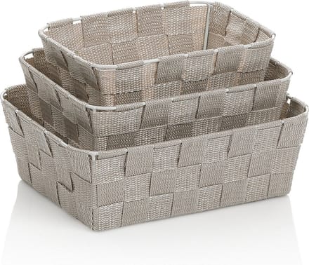 Mand, Set van 3 Stuks, Polypropyleen, Zilvergrijs - Kela | Alvaro