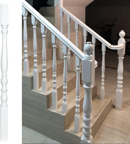 Leuningpalen hout - Trap balusters - Trap afwerking - Massief hardhout - 85 cm - Wit
