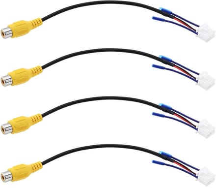 Dailygoods- Achteruitrijcamera Kabel 4 Stuks - 10-Pins Adapter - RCA Interface - Kunststof Koperdraad - Geschikt voor Auto Scherm - Camera Kabel
