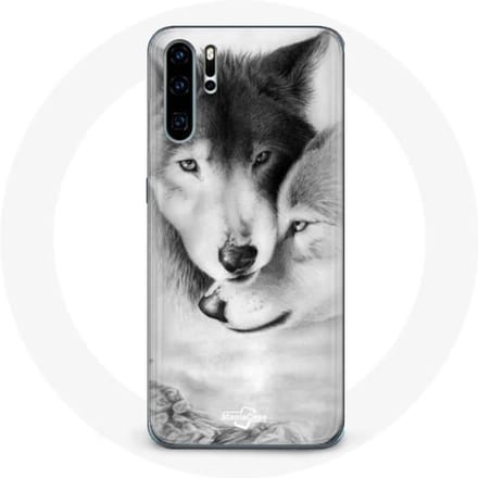 Coque pour Huawei P30 Loup Duo animaux