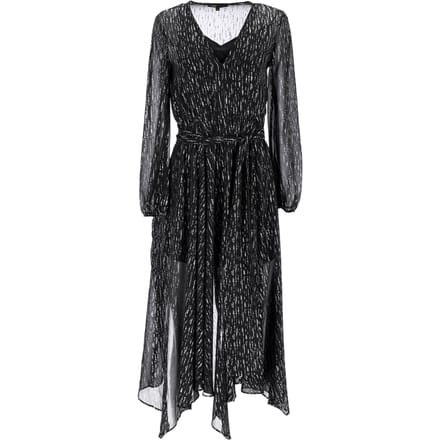 Maje Route midi-jurk van metallic georgette met plooien in zwart polyester