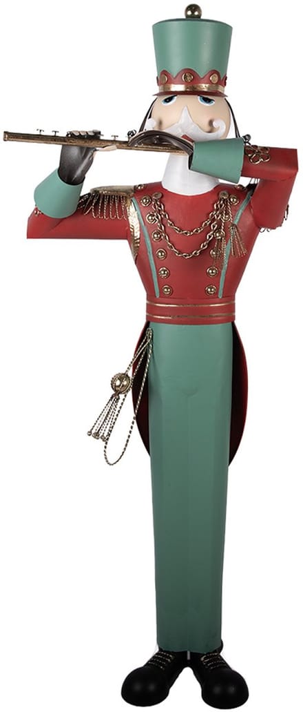 Clayre & Eef Kerstdecoratie Beeld Notenkraker 70x48x163 cm Groen Metaal