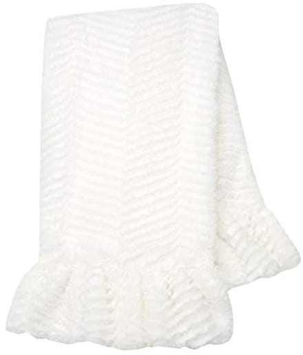 Witte Gegolfde Lux Minky/Jersey Chevron Babydeken 30" X 40"
