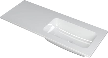 INK Faktor wastafel polystone rechts zonder kraangat 120x45x1,5cm, glans wit