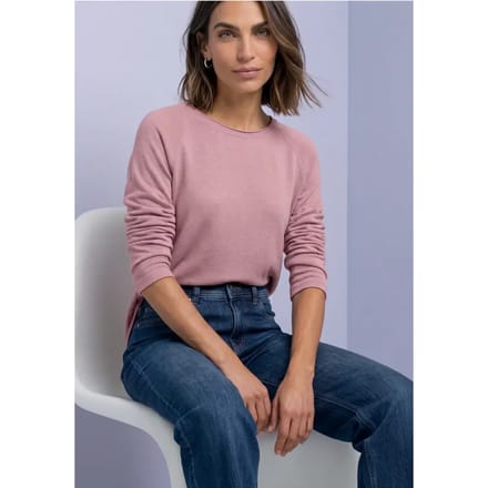 Longsleeve met ronde hals en rolrand