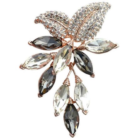 Broche Corsage Feuille de Raisin Strass Tempérament Haut de Gamme Mode Automne et Hiver Épinglette Accessoires Vêtements Dames gray