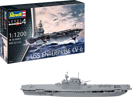 Revell Modelbouwpakket Militaire voertuigen - 65824 USS Enterprise CV-6 - Model Set Plastic - 1:1200 - Modelbouw