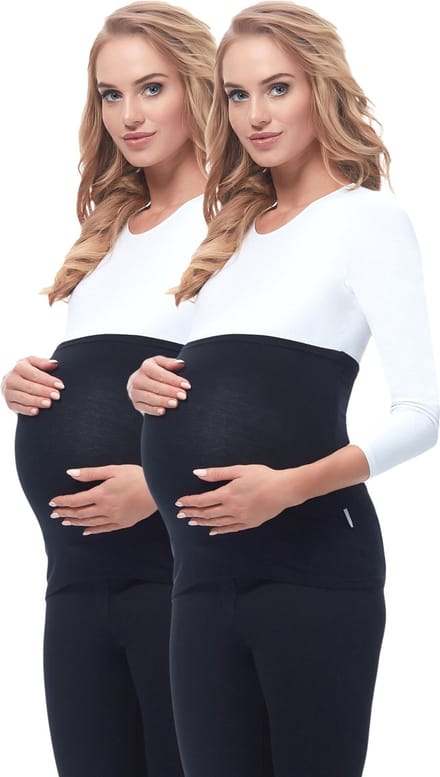 Be Mammy Dames Zwangerschapsbuikband - Zwanger - Viscose - 2Pack - BE-BE20-169-BB-2pack - Zwart/Zwart - 36/38