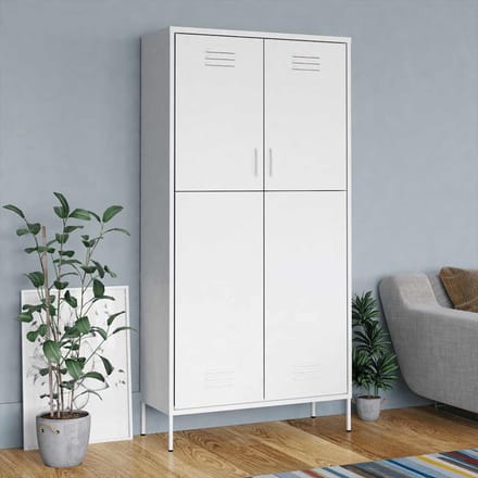 vidaXL - Kledingkast - 90x50x180 - cm - staal - wit