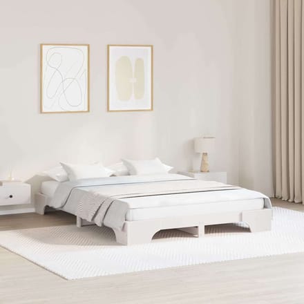 vidaXL - Bedframe - Wit - 150 - x - 200 - cm - Massief - grenenhout