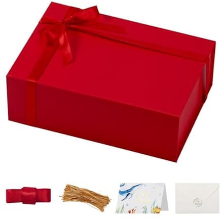 Grote rode geschenkdoos met deksel - Decoratieve geschenkverpakking 30 x 20 x 10 cm