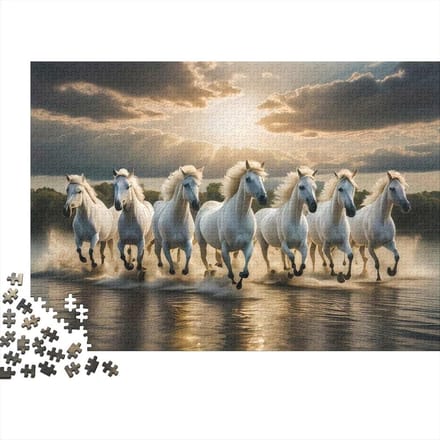 Paarden Puzzel - Legpuzzel - Ontspanning thuis - 1000 stukjes - 38 x 26 cm - Zonsondergang
