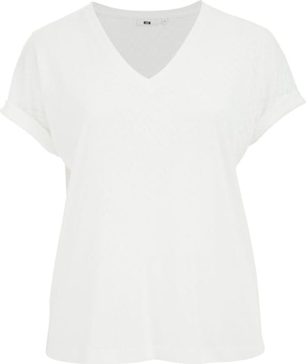 WE Fashion Dames T-shirt met opengewerkte structuur - Curve