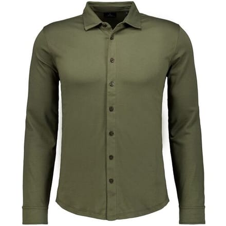 Ragman Overhemd Uni Color Pima Cotton Jersey Kent Donker Groen / male