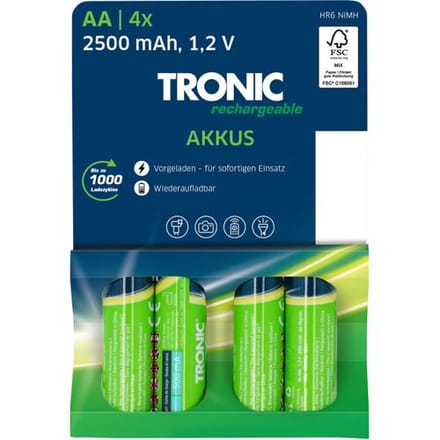 TRONIC 4 oplaadbare batterijen (AA)