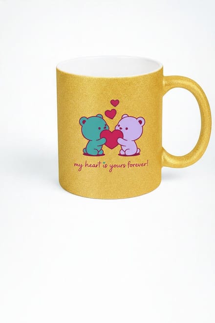 Gouden Glitter Liefdesmok Beertjes Hart - My Heart is Yours Forever!
