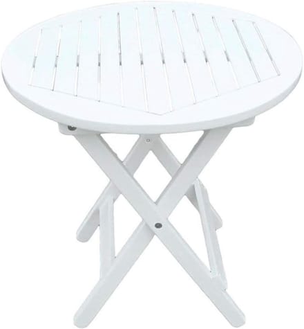Bijzettafel rond - Houten tafel - Buiten genieten - Inklapbaar ontwerp - 50 cm diameter - Wit