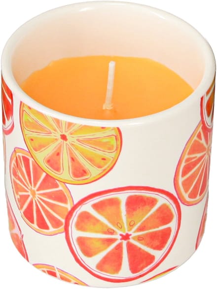 Kaarsen Buiten Keramiek Pot Citronella Fruit H7cm 3st