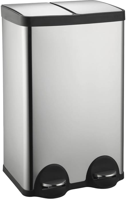 Keuken afvalemmer - Dubbele prullenbak - Afval scheiden - Soft Close deksel - 2x 30 liter - Zwart/Zilver