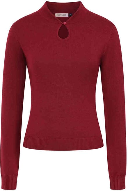 Banned - Mara Gebreide trui - M - Bordeaux rood