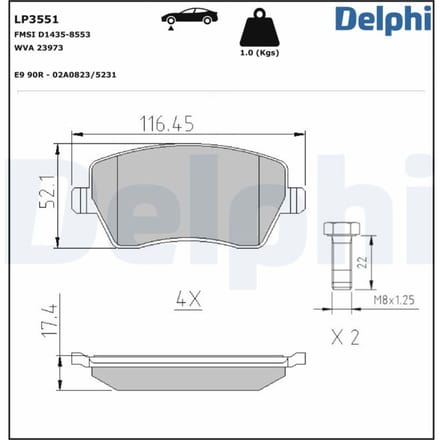 Remblokset DELPHI LP3551, voor