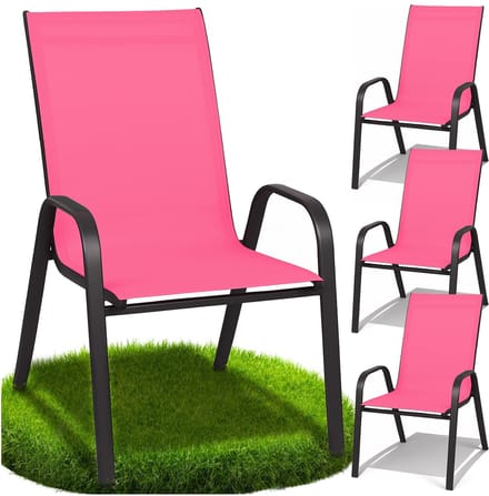 GoGarden - Tuinstoel - Roze - Metalen Frame - Vier Stuks