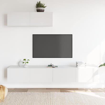 vidaXL - 3-delige - Tv-meubelset - bewerkt - hout - wit