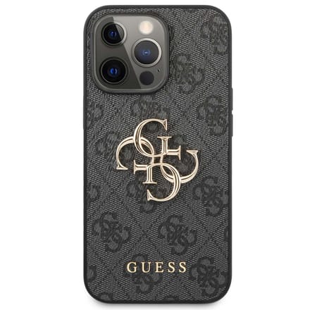Backcase hoesje geschikt voor iPhone 13 Pro - Guess - Effen Grijs - Kunstleer