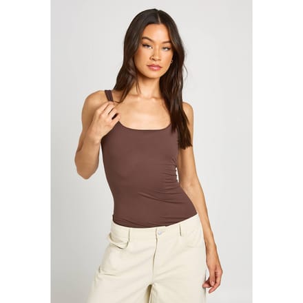 boohoo Dames Tall Second Skin Bandjes Bodysuit | Chocolate | Maat: 16