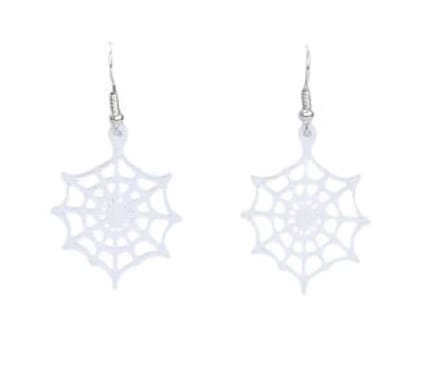 Halloween Oorbellen - Gothic - Oorhangers - Spinnenweb wit - 1 paar
