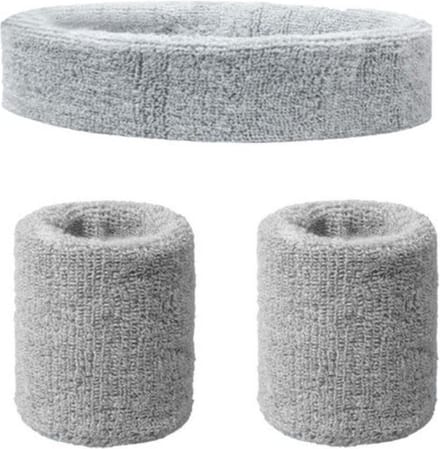 Finnacle - "3-stks Zweetbandjes Set: Hoofd \& Pols - - Licht Grijs"