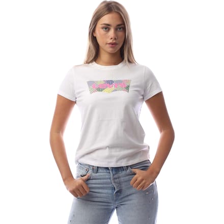 Levis Dames/Dames Patchwork T-shirt (Helder wit)