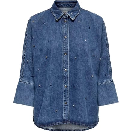 ONLY - ONLGRACE 3/4 RHINESTONE MB DNM SHIRTNOOS - Dames - Blouses