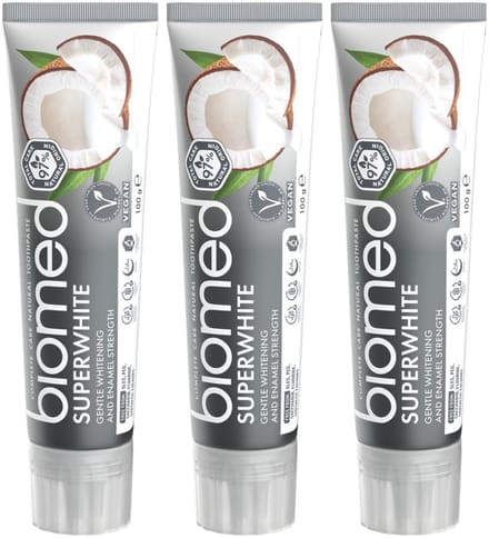BIOMED Superwhite - Tandpasta - Witte kokos zonder fluoride 3-pack