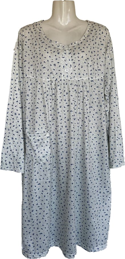 Dames Nachtjapon Gebloemd Blauw 4XL