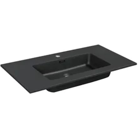 Aquazuro Enkele Wastafel Napoli - Solid Surface - Vierkant - Mat Zwart - 48cm