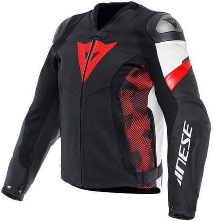Dainese Avro Leren 5 Jas Zwart Rood Lava Wit - Jas
