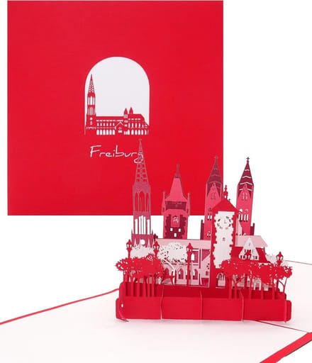 3D Pop-up Wenskaart Freiburg Panorama Ansichtkaart Souvenir Kaart