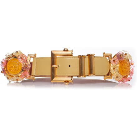 Gianni Versace riem met bloemen Medusa applicaties